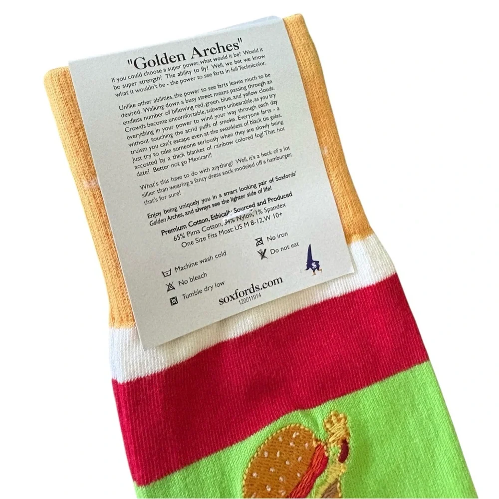 6 Pairs Of Soxfords Golden Arches  Hamburger Socks